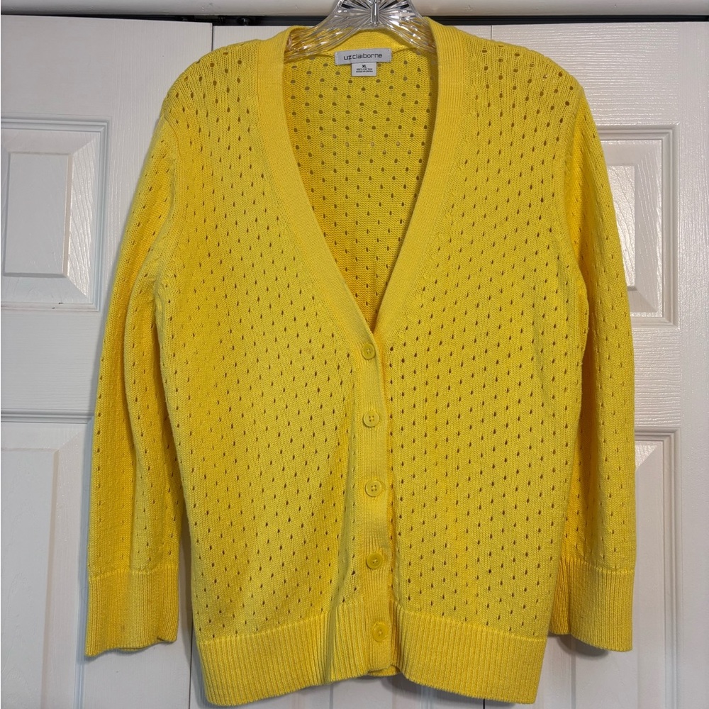 Liz Claiborne Women's Yellow Cardigan Sweater